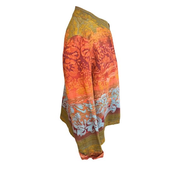 New Coldwater Creek Southwestern Artsy Multicolor Jacket L Linen Cardigan Office - Picture 3 of 9